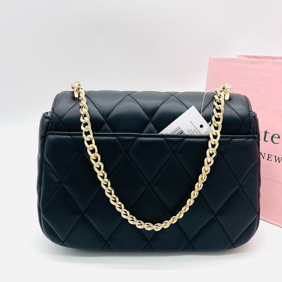 Kate Spade Carey Small Quilted Flap Shoulder Crossbody Bag Black - Picture 6 of 11